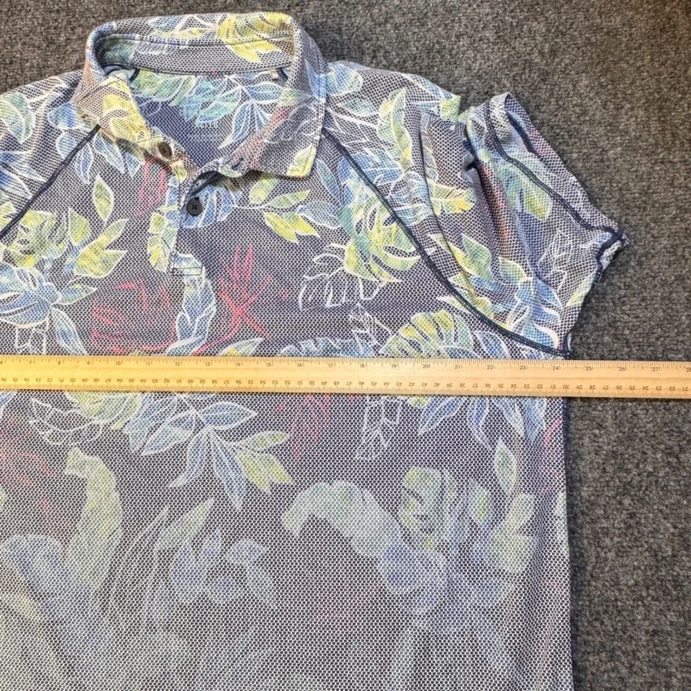 Tommy Bahama IslandZone Polo Mens XL Blue Tropical Leaf Print Resort Hawaiian - Picture 3 of 7